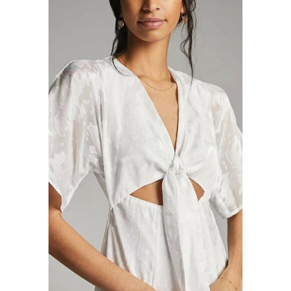 NWT ANTHROPOLOGIE X HUTCH Sz 12 LUCIANA CUTOUT MAXI DRESS IN WHITE - Picture 3 of 7
